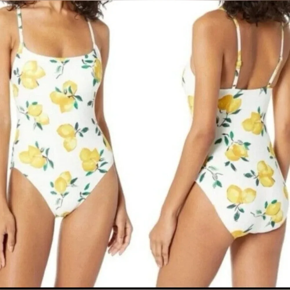 Kate Spade White and Yellow Floral One Piece Swimsuit